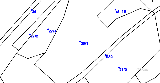Parcela st. 30/1 v KÚ Horní Teplice, Katastrální mapa
