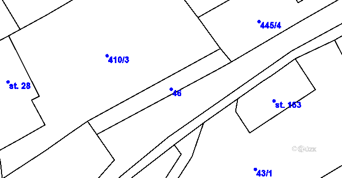 Parcela st. 46 v KÚ Horní Teplice, Katastrální mapa