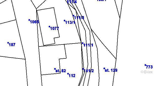 Parcela st. 111/1 v KÚ Horní Teplice, Katastrální mapa