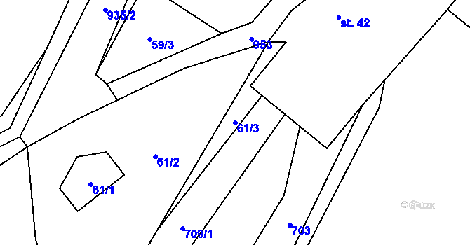 Parcela st. 61/3 v KÚ Horní Teplice, Katastrální mapa