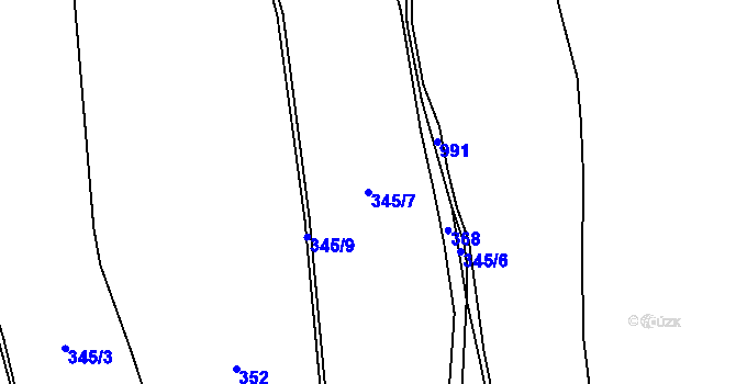 Parcela st. 345/7 v KÚ Horní Teplice, Katastrální mapa