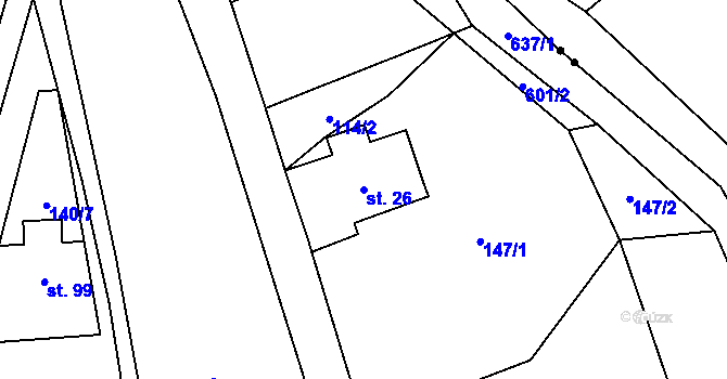 Parcela st. 26 v KÚ Javor u Teplic nad Metují, Katastrální mapa