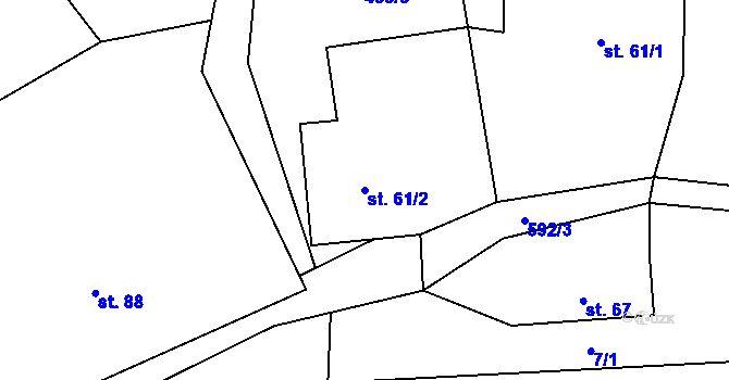 Parcela st. 61/2 v KÚ Javor u Teplic nad Metují, Katastrální mapa