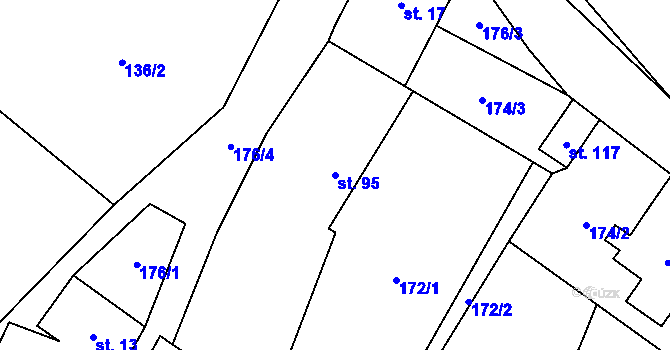 Parcela st. 95 v KÚ Javor u Teplic nad Metují, Katastrální mapa