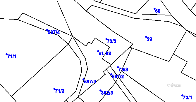 Parcela st. 98 v KÚ Javor u Teplic nad Metují, Katastrální mapa