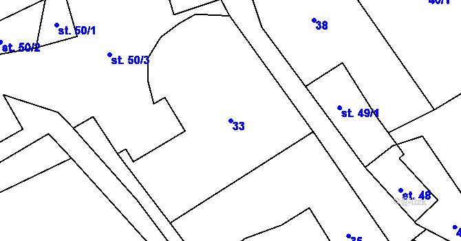 Parcela st. 33 v KÚ Javor u Teplic nad Metují, Katastrální mapa