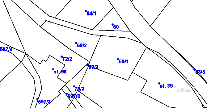 Parcela st. 59 v KÚ Javor u Teplic nad Metují, Katastrální mapa