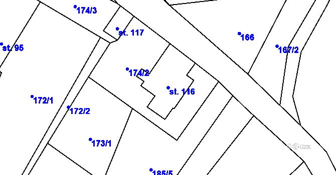 Parcela st. 116 v KÚ Javor u Teplic nad Metují, Katastrální mapa