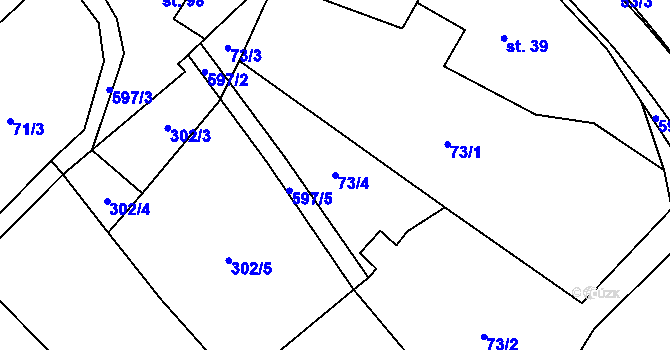 Parcela st. 73/4 v KÚ Javor u Teplic nad Metují, Katastrální mapa