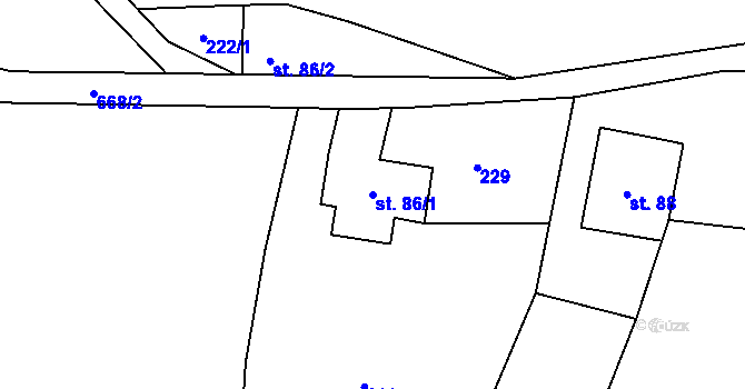 Parcela st. 86/1 v KÚ Lachov, Katastrální mapa