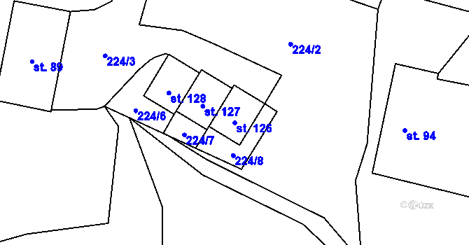 Parcela st. 126 v KÚ Lachov, Katastrální mapa