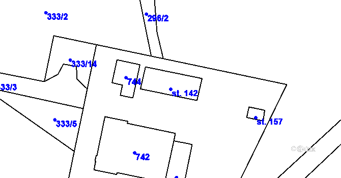 Parcela st. 142 v KÚ Lachov, Katastrální mapa