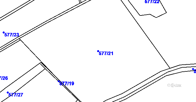 Parcela st. 577/21 v KÚ Lachov, Katastrální mapa