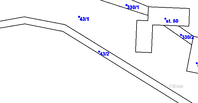 Parcela st. 43/2 v KÚ Skály u Teplic nad Metují, Katastrální mapa