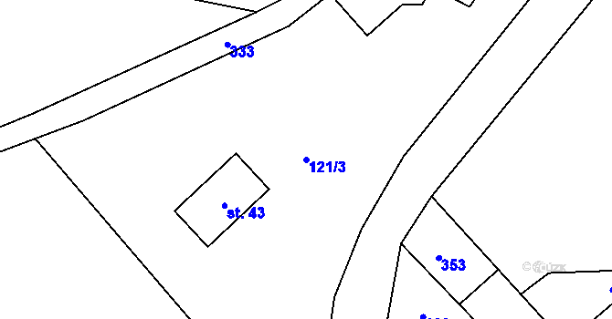 Parcela st. 121/3 v KÚ Skály u Teplic nad Metují, Katastrální mapa