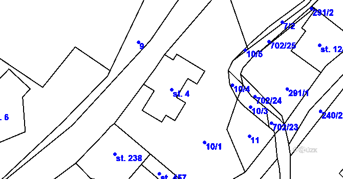 Parcela st. 4 v KÚ Teplice nad Metují, Katastrální mapa