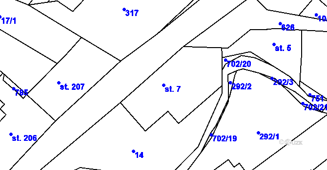 Parcela st. 7 v KÚ Teplice nad Metují, Katastrální mapa