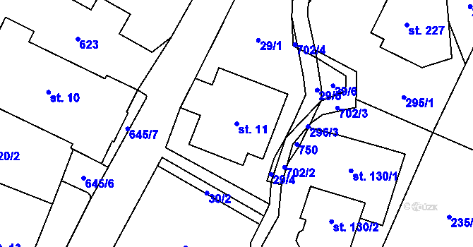 Parcela st. 11 v KÚ Teplice nad Metují, Katastrální mapa
