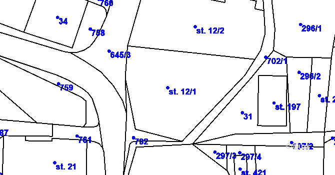Parcela st. 12/1 v KÚ Teplice nad Metují, Katastrální mapa