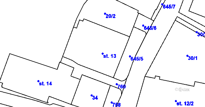 Parcela st. 13 v KÚ Teplice nad Metují, Katastrální mapa