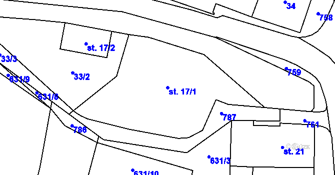 Parcela st. 17/1 v KÚ Teplice nad Metují, Katastrální mapa