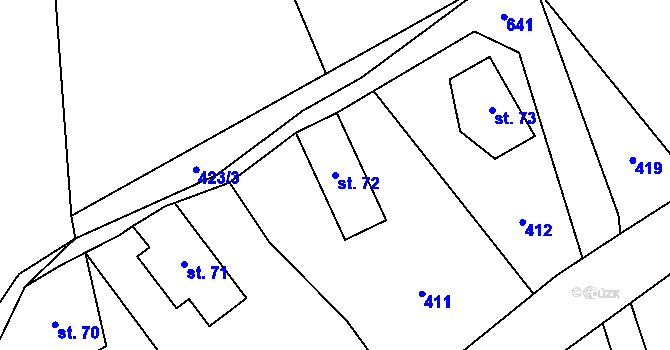 Parcela st. 72 v KÚ Teplice nad Metují, Katastrální mapa