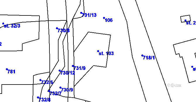 Parcela st. 103 v KÚ Teplice nad Metují, Katastrální mapa