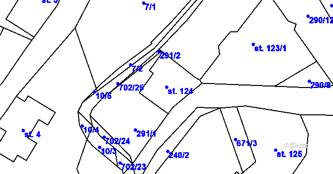 Parcela st. 124 v KÚ Teplice nad Metují, Katastrální mapa