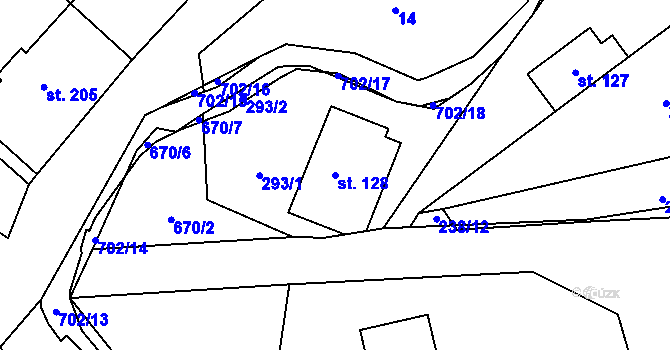 Parcela st. 128 v KÚ Teplice nad Metují, Katastrální mapa