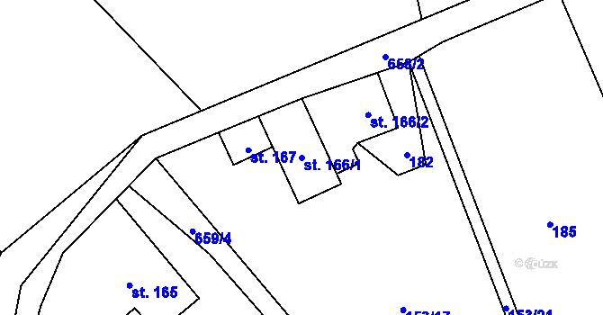 Parcela st. 166/1 v KÚ Teplice nad Metují, Katastrální mapa