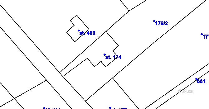 Parcela st. 174 v KÚ Teplice nad Metují, Katastrální mapa