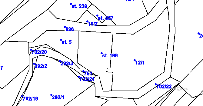 Parcela st. 199 v KÚ Teplice nad Metují, Katastrální mapa