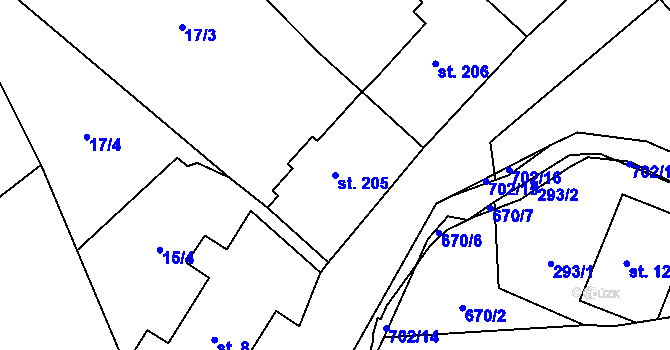 Parcela st. 205 v KÚ Teplice nad Metují, Katastrální mapa