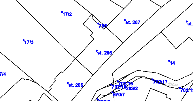 Parcela st. 206 v KÚ Teplice nad Metují, Katastrální mapa