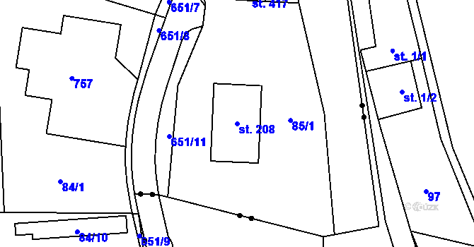 Parcela st. 208 v KÚ Teplice nad Metují, Katastrální mapa