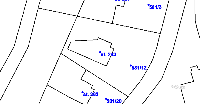 Parcela st. 243 v KÚ Teplice nad Metují, Katastrální mapa