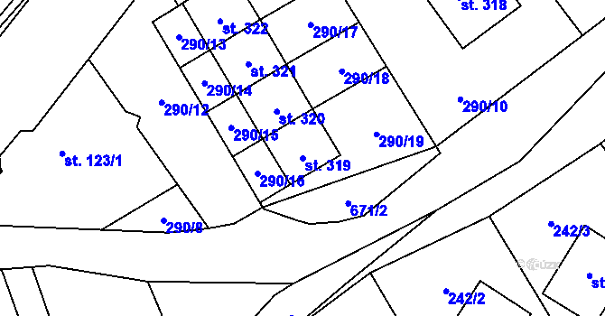 Parcela st. 319 v KÚ Teplice nad Metují, Katastrální mapa