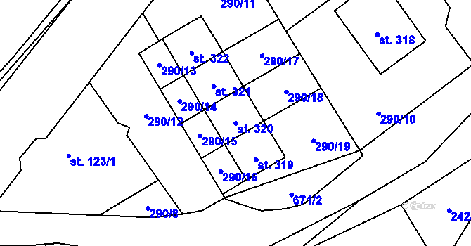 Parcela st. 320 v KÚ Teplice nad Metují, Katastrální mapa