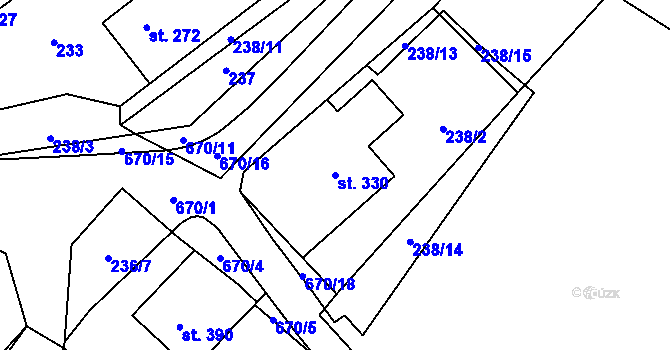 Parcela st. 330 v KÚ Teplice nad Metují, Katastrální mapa