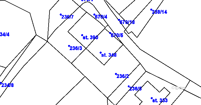 Parcela st. 348 v KÚ Teplice nad Metují, Katastrální mapa