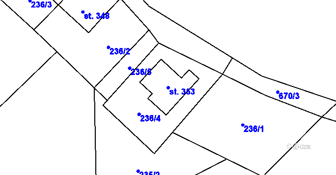 Parcela st. 353 v KÚ Teplice nad Metují, Katastrální mapa
