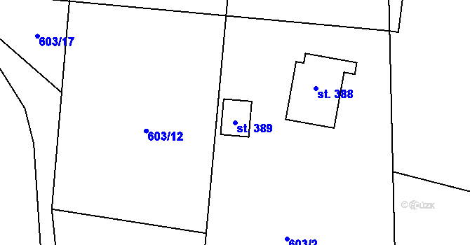 Parcela st. 389 v KÚ Teplice nad Metují, Katastrální mapa