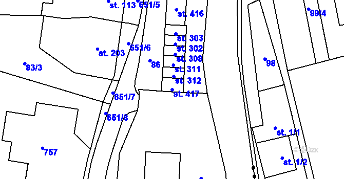 Parcela st. 417 v KÚ Teplice nad Metují, Katastrální mapa