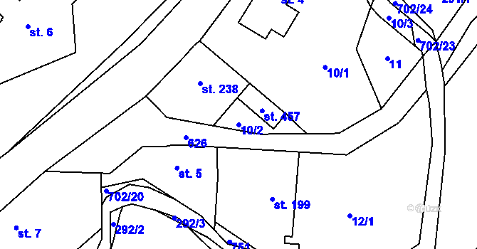 Parcela st. 10/2 v KÚ Teplice nad Metují, Katastrální mapa