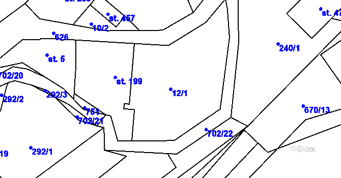 Parcela st. 12/1 v KÚ Teplice nad Metují, Katastrální mapa