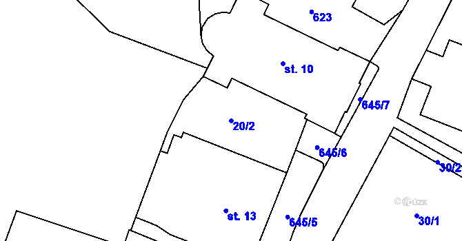 Parcela st. 20/2 v KÚ Teplice nad Metují, Katastrální mapa