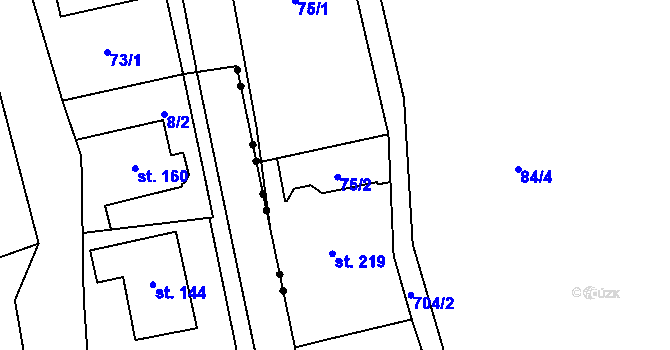 Parcela st. 75/2 v KÚ Teplice nad Metují, Katastrální mapa