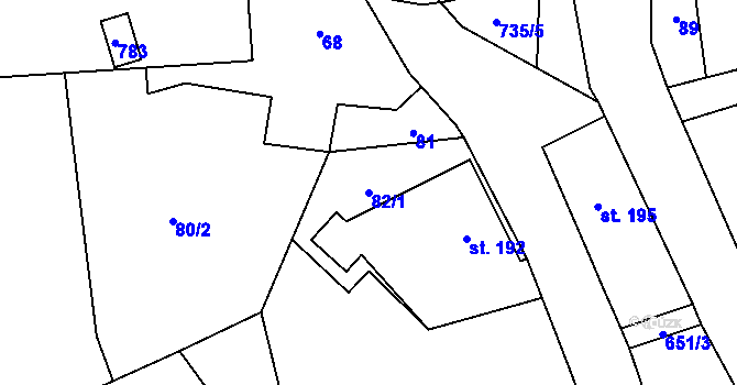 Parcela st. 82/1 v KÚ Teplice nad Metují, Katastrální mapa