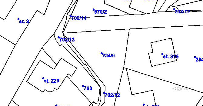 Parcela st. 234/6 v KÚ Teplice nad Metují, Katastrální mapa
