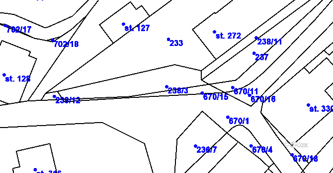 Parcela st. 238/3 v KÚ Teplice nad Metují, Katastrální mapa